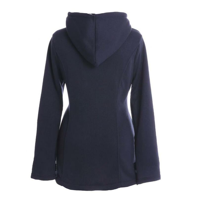 Abrigo de talla grande para mujer, chaquetas cálidas con hebilla de cuerno, ropa de manga larga con capucha, moda de invierno