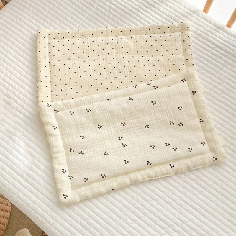 Infant Flat Pillow for Newborns Cotton Baby Crib Accessory Nursery Decor Pillow