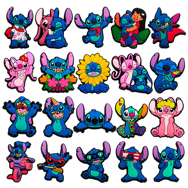 Disney 1PCS Funny Cartoon Characters DIY Stitch Blue Cute Shoe Charms Accessories PVC Buckle Decorate Girl Boys Kids X-mas Gifts