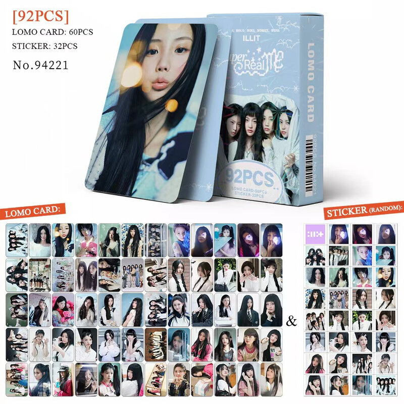 92pcs Kpop ILLIT Postcard Albums SUPER REAL ME Lomo Card YUNAH MINJU MOKA WONHEE IROHA Collection Card Fans Gift