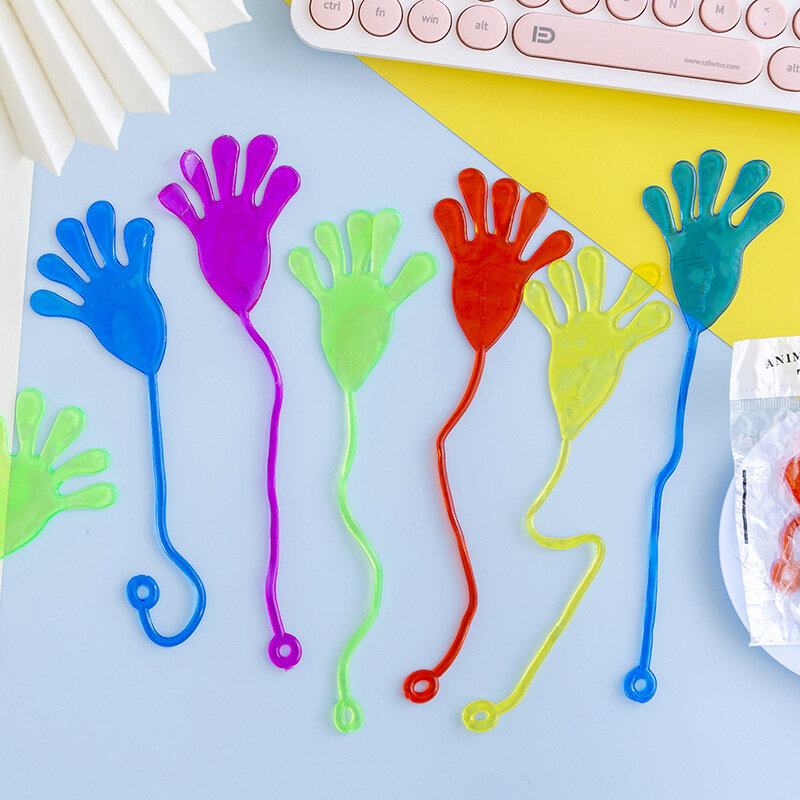 Mani appiccicose bomboniere per bambini forniture di compleanno giocattoli divertenti bomboniere, divertimento stravagante elastico Glitter mani appiccicose bomboniere