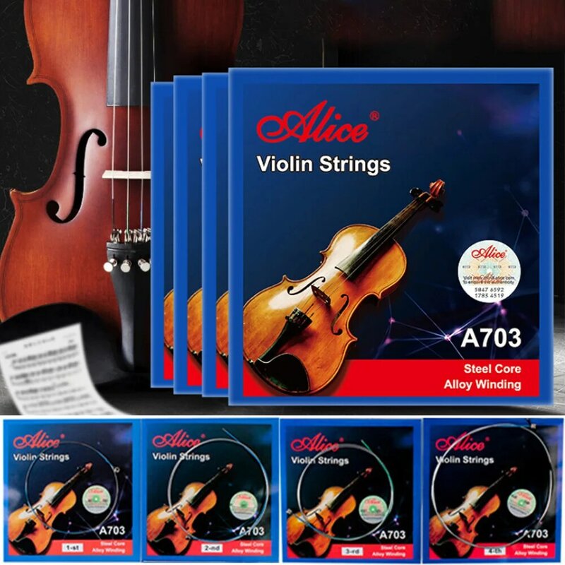 Cordas de violino prateadas para iniciantes, instrumentos musicais, cordas simples, tamanho grande, cordas simples, 1/2, 1/4, 1/8, 3/4, 4/4