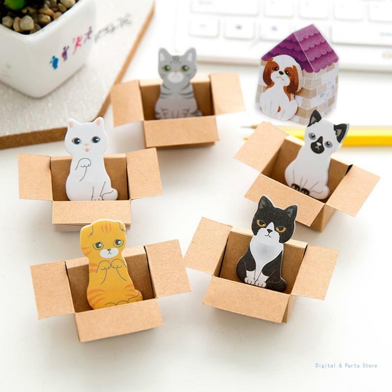 M17F Cute Kitty House for Cat Dog Bookmark Sticker Bloco de notas autoadesivo Marcadores de livro