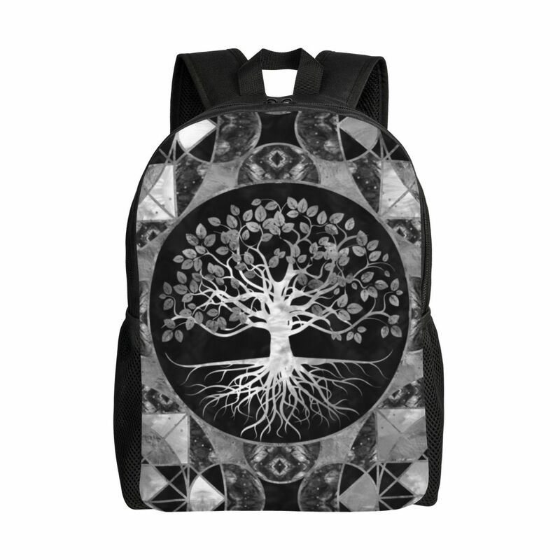 Tree Of Life With Triquetra On Futhark Pattern Laptop Backpack Bookbag for College School Student Viking Norse Yggdrasil Bags