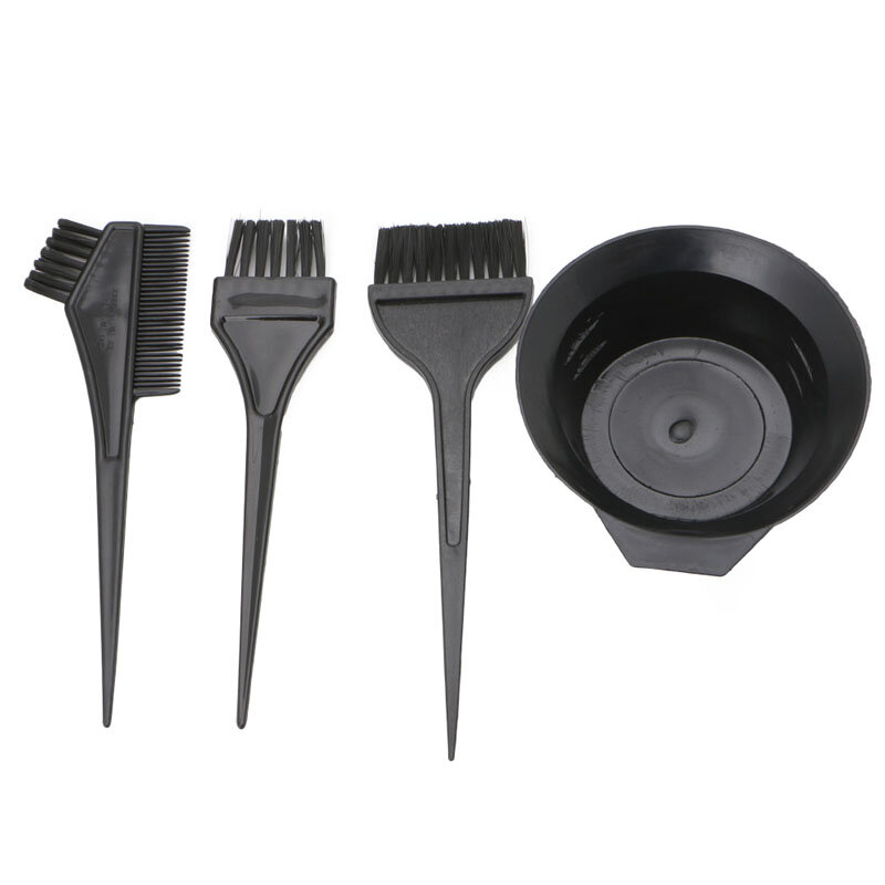 D0AB 4 Pcs Hairdressing Brushes Bowl Combo Salon Hair Color Dye Tint Tool Set Kit