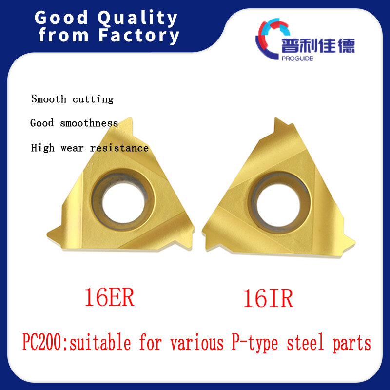 PROGUIDE 16ER 16IR 1.0 1.25 1.5 1.75 2.0ISO 2.5ISO 3.0ISO 3.5ISO AG55 AG60 PC200 Threading Blades CNC Carbide Inserts For P.M. K