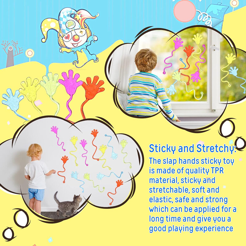 Funny Sticky Hands Toy para crianças, Elastic Sticky Squishy Slap, Novidade Presente, Birthday Party Favors Supplies, 100-1Pc