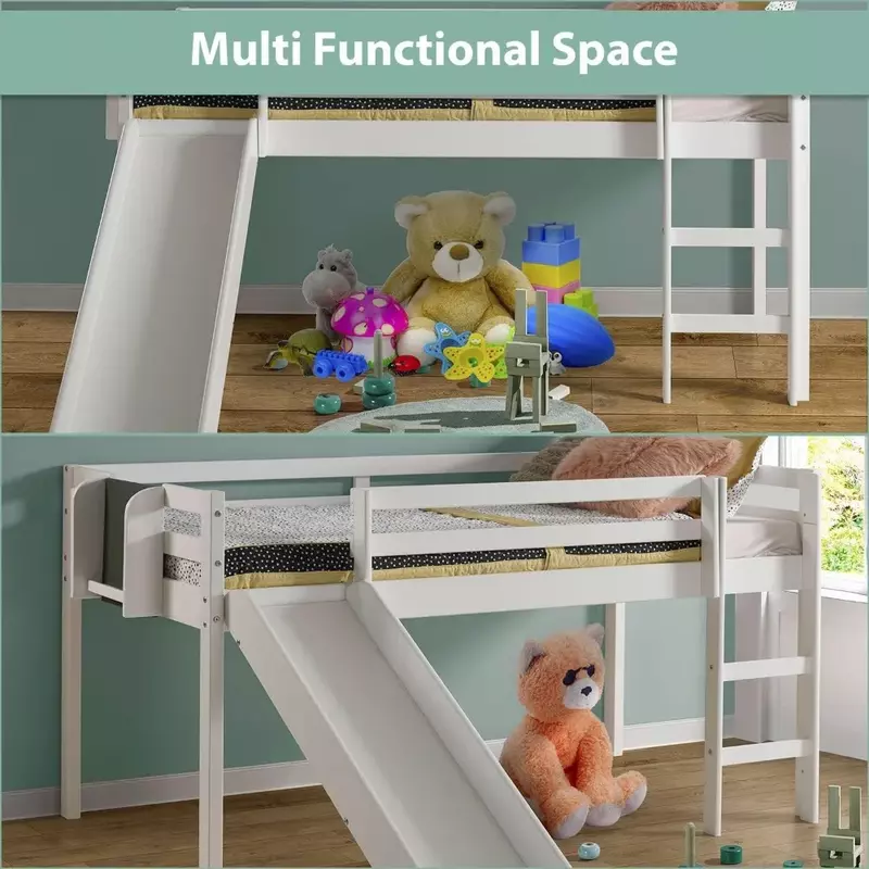 Struttura del letto per bambini, struttura salvaspazio per bambini in legno di pino, struttura del letto per bambini