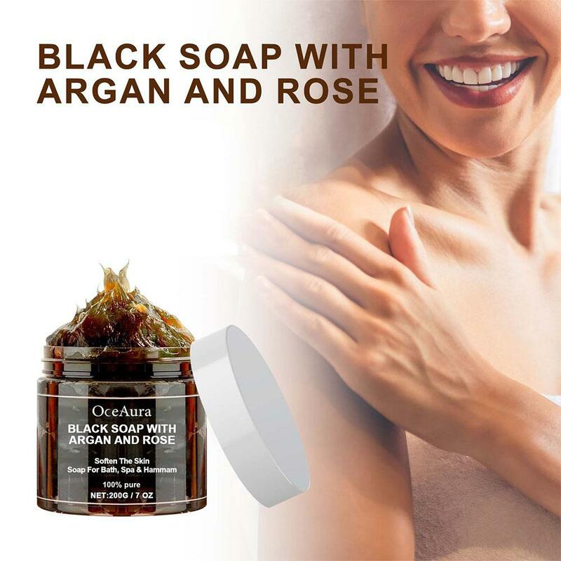 200g schwarze Beldi-Seife mit Argan und Rose Zawina Marokko schwarze Beldi-Seife feuchtigkeit spendender Körper entfernen Akne-Hautpflege