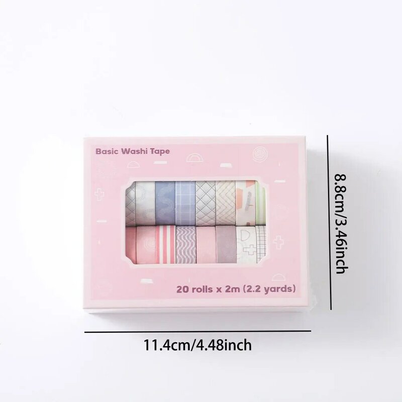 20 rotoli Washi Tape Set semplice nastro adesivo sottile per artigianato artistico fai da te confezione regalo Journaling Scrapbooking etichettatura codifica Deco