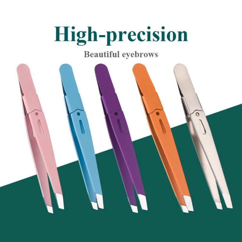 Stainless Steel Eyebrow Tweezer Colorful Makeup Tools Slanted Eye Brow Clips Facial Care Hair Beauty Fine Hairs Puller