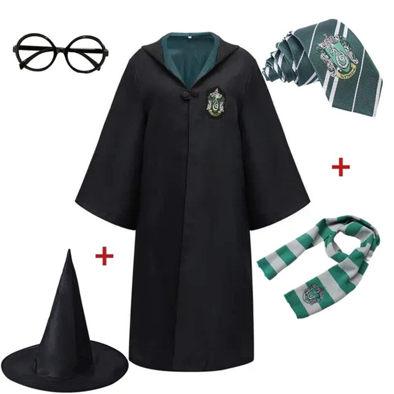Костюм для косплея Харриса для взрослых и детей, комплект из 6 предметов, волшебная школьная мужская женская одежда, накидка, шарф, галстук, очки, шляпа
