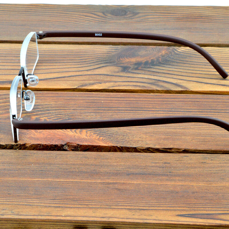 Lunettes de lecture multicouches, monture marron en alliage à demi-bord, Portable, lunettes de lecture à la mode + 0.75 à + 4 avec étui