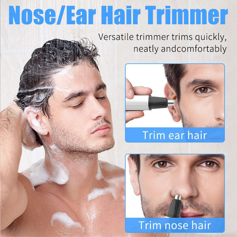 Aparador de pêlos de nariz recarregável elétrico para homens e mulheres, impermeável, barbeador, navalha, depilador, cortador, orelha, pescoço, sobrancelha