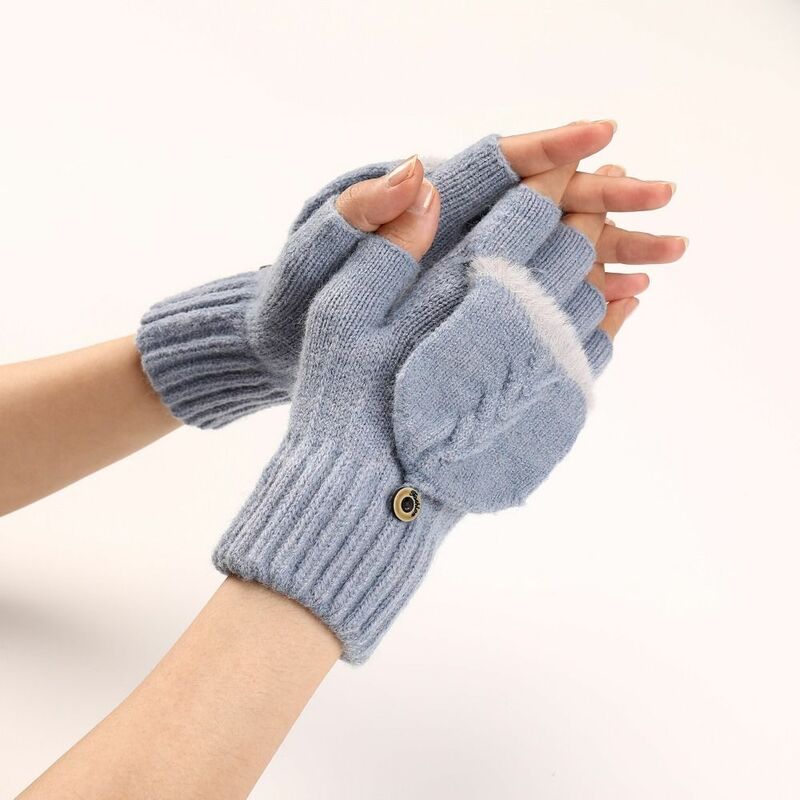Half Finger Flap Gloves Fashion Knitted Hand Warmers Business Gloves Breathable Acrylic Outdoor Mittens Girl Boys