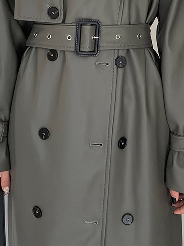 Lautaro-女性用長袖合成皮革トレンチコート,女性用トレンチコート,ヨーロッパのファッション,2022コレクション