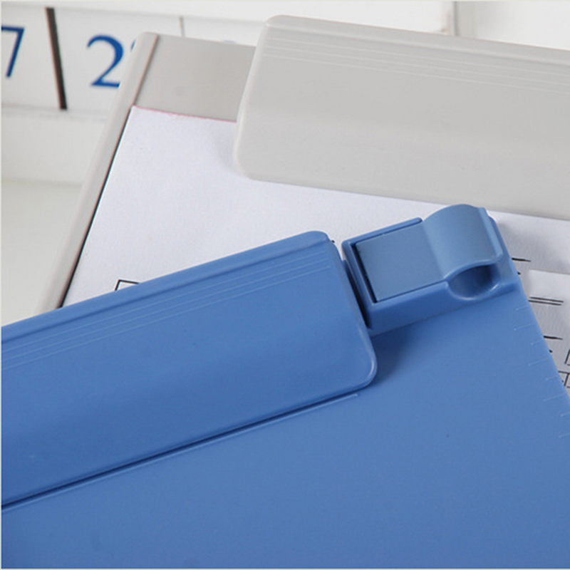 คลิปโปรไฟล์คลิปบอร์ด A5พลาสติกที่ยึดกระดาษโฟลเดอร์การเขียนสำหรับโรงเรียนห้องเรียนสำนักงาน (สีฟ้า)
