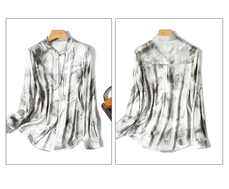 Camicia da donna in raso stampa primavera/estate camicette Vintage camicette larghe da donna in stile cinese Top manica lunga abbigliamento moda YCMYUNYAN