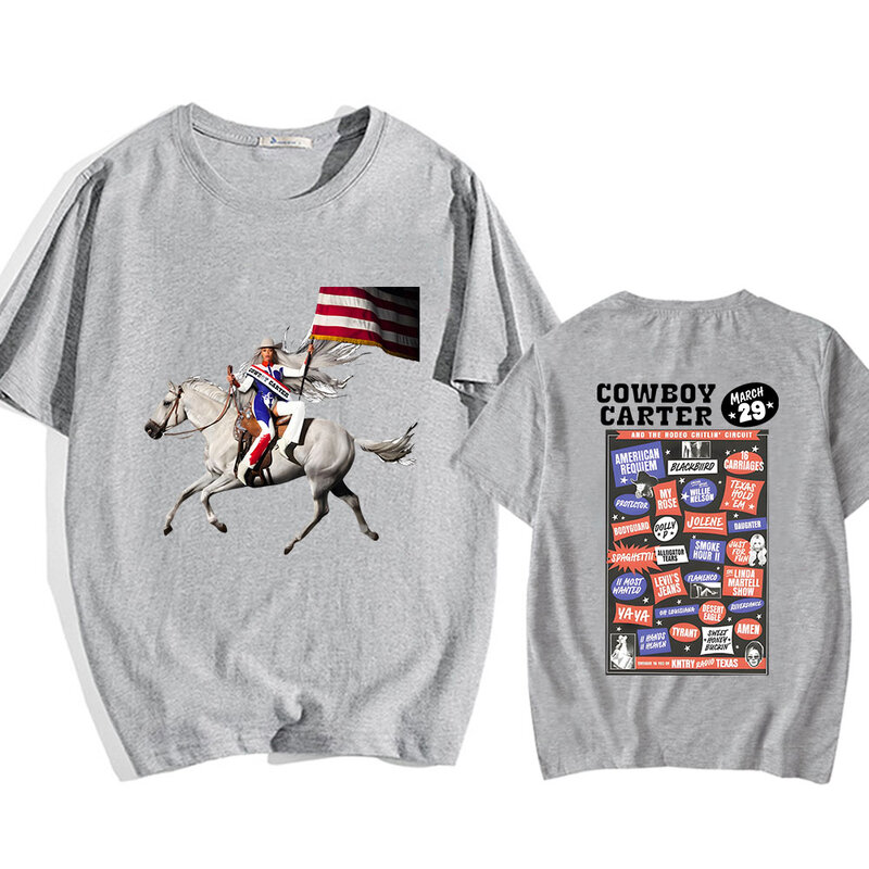 Camiseta con estampado gráfico de Cowboy Carter para mujer y hombre, ropa de calle de algodón de manga corta para verano