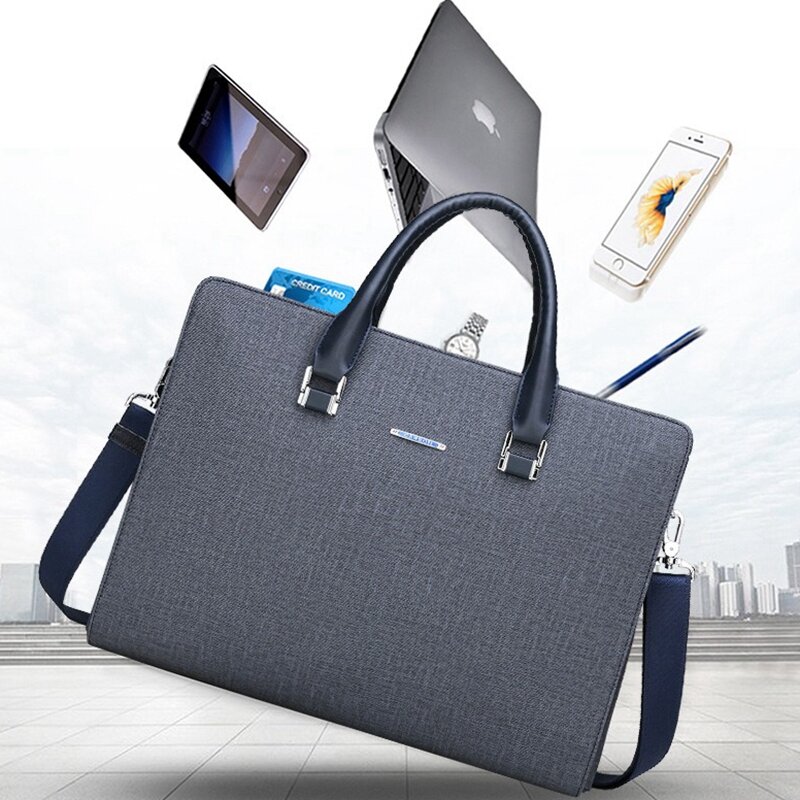 BYMONDY-Bolsa de Ombro Única Multilayer para Homens, Masculino Business Messenger Bags, Maleta de Alta Capacidade, Office Work File Handbag, 14"