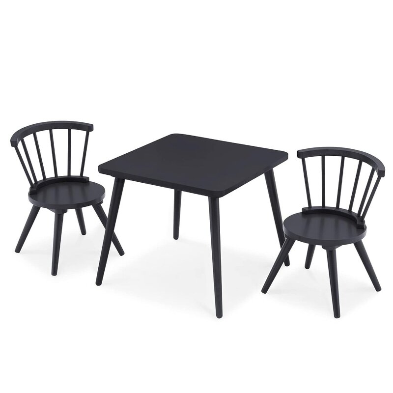 Set kursi meja (termasuk 2 kursi)-Ideal untuk Seni & Kerajinan, waktu makanan ringan, Pemintalan rumah, pekerjaan Rumah & lainnya, tengah malam abu-abu