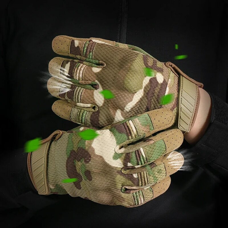 Gants tactiques à écran tactile camouflage, doigt complet, Paintball militaire de l'armée, vélo, moto, équipement de Combat Airsoft pour hommes et femmes travail army mitaine