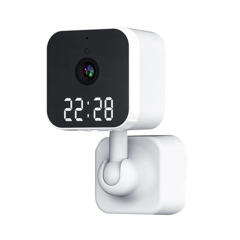 Tuya Wifi Camera Met Digitale Klok Binnenshuis Beveiliging Nachtzicht Videobewaking Draadloze Bewegingscamera-Us Plug