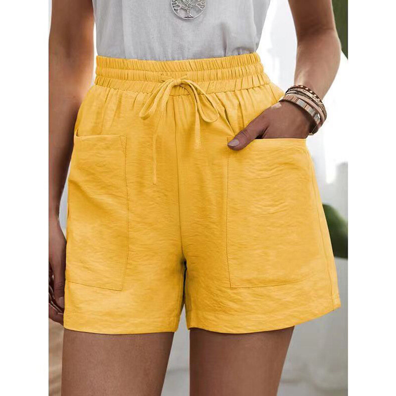 2023 Sommer mode neue einfarbige lose Tasche lässige Shorts hohe Taille weites Bein Hosen weiblich