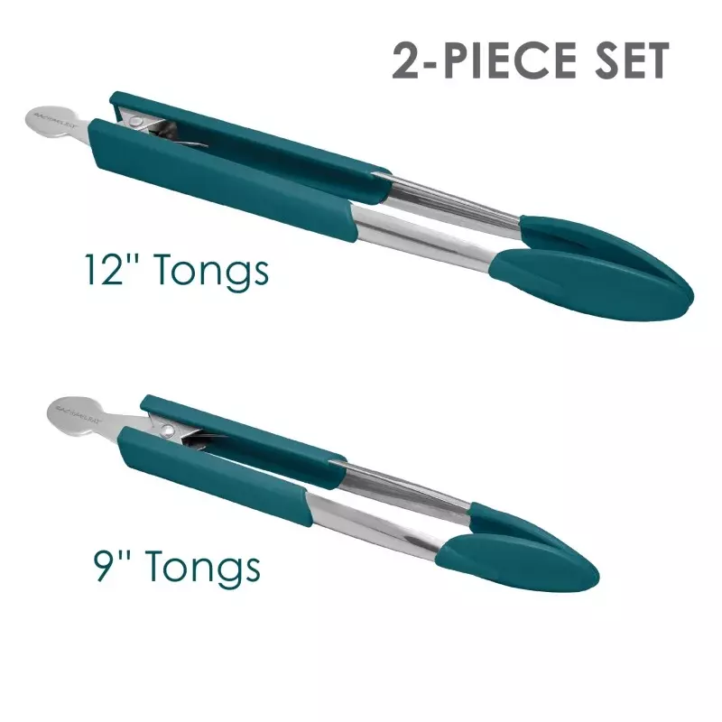 Rachael Ray 2-Piece Lil Huggers Silicone 2 Piece Tongs Set, Marine Blue