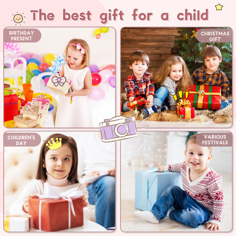 Kamera Perekam kamera digital anak-anak dengan penutup silikon lembut kartun, hadiah liburan ulang tahun Sempurna-termasuk kartu SD 32GB