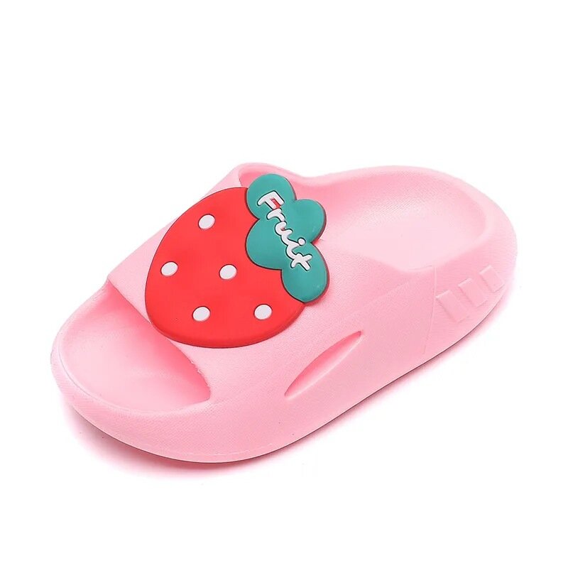 Children Bathroom Slippers Summer Cartoon Strawberry Slippers Kids House Shoes Non-slip Baby Boy Slippers
