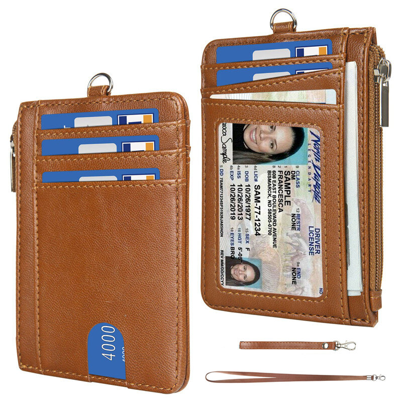 男性と女性のためのジッパー付きのハンドバッグ,クレジットカード,コイン,財布用の小さな合成皮革カードホルダー