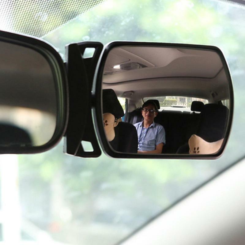 Kaca spion mobil bayi berputar Universal cermin lengkung ganda untuk pengamatan cermin bantu kursi belakang