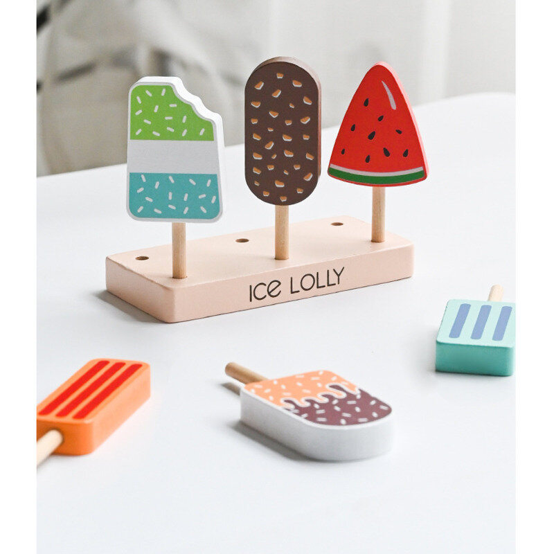 Wooden Simulation Ice Cream Fake Cake Artificial Food Children Toys Wedding Party Bakery Dessert Play House Decoration Prop New