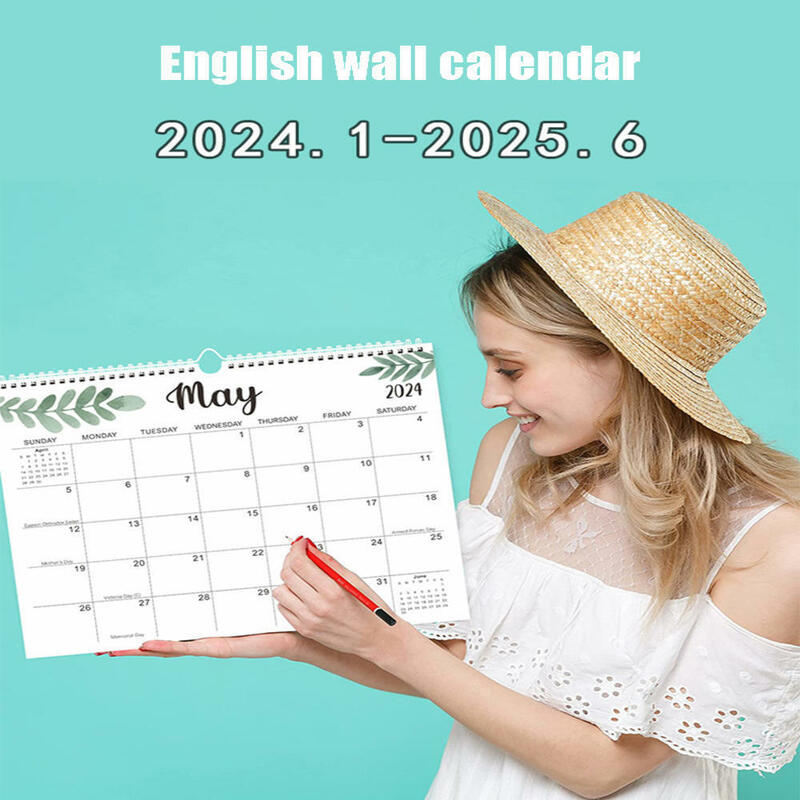 Calendario da tavolo 2024.01-2025.06 calendario da parete con grandi pagine mensili programma da scrivania Home Office Planner Note Agenda Schedule