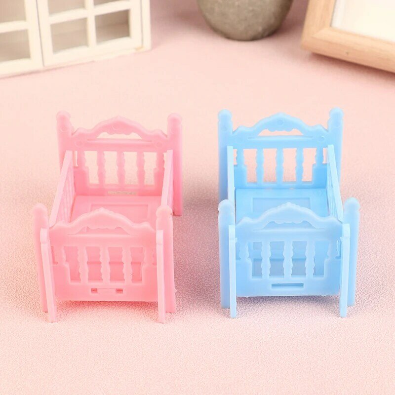 Dollhouse Miniature Cradle Crib Bedding Set Baby Doll Furniture Toys For Dolls Furniture Decorate