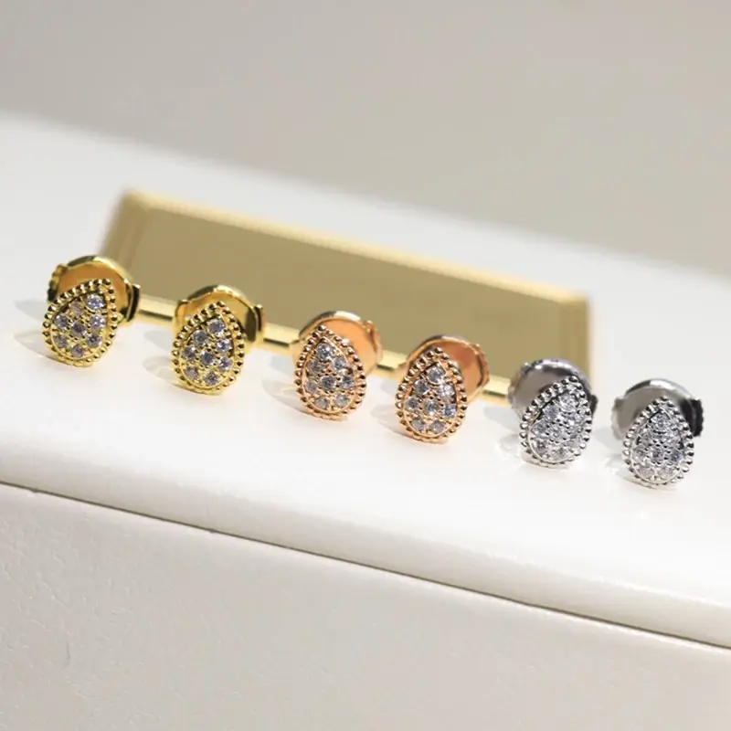 Klasyczne, gorąco sprzedające się srebrne małe kolczyki w kształcie kropli S925 dla kobiet wykwintna luksusowa marka czeski ładny design biżuteria