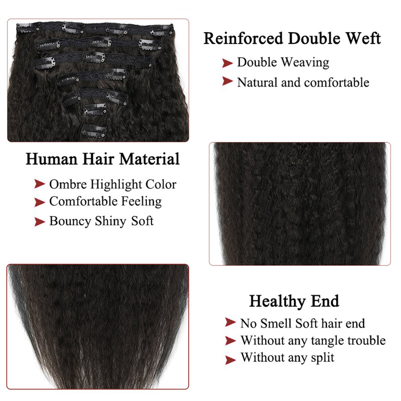 Кудрявые прямые накладные человеческие волосы 1B # Натуральные Черные накладные волосы 100% Remy человеческие волосы на всю голову для женщин 8-26 дюймов