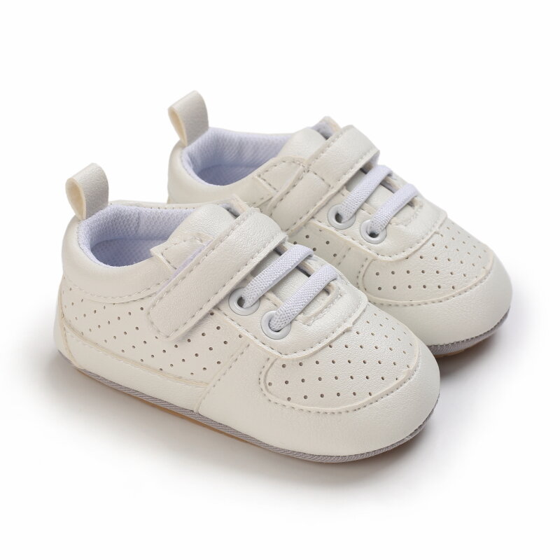 Ботинки для новорожденных мужчин и женщин, повседневная обувь из ПУ кожи, нескользящая резиновая подошва, модные однотонные кожаные туфли