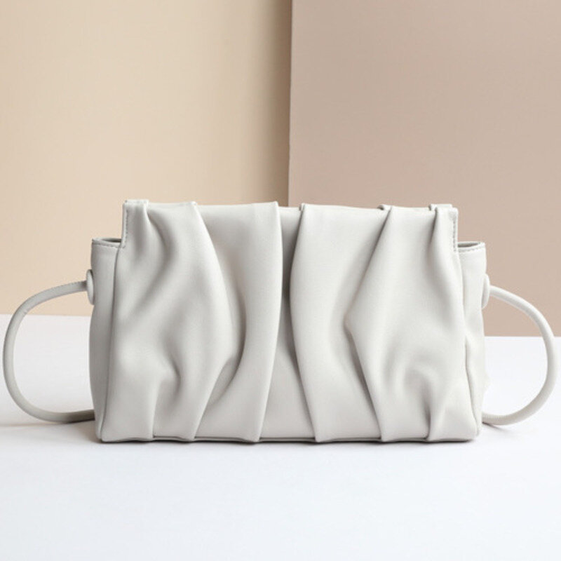 Leather Shoulder Genuine Bag Single Pleated Soft Cloud Handbag For Woman Crossbody Messenger Versatile Luxury Exquisite Classic
