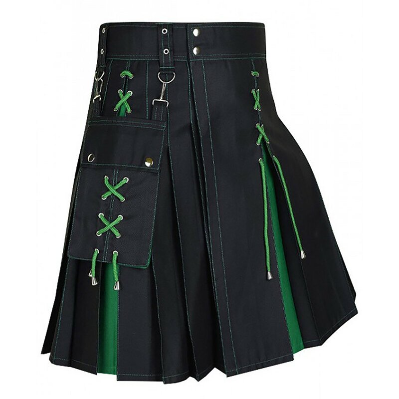 Styl Vintage średniowieczny szkocka spódnica męska wysoki stan na co dzień duży rozmiar męska moda uliczna plisowane szkockie spódnice Lugentolo