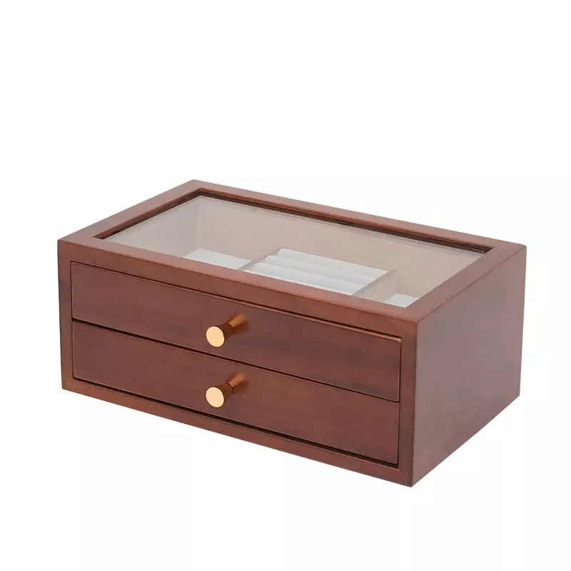 Caja de almacenamiento de joyas Vintage de estilo chino de madera