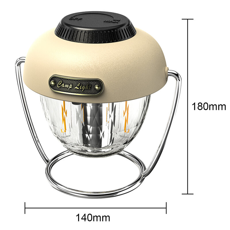 Винтажная Светодиодная лампа для палатки, портативный фонарь с USB Type-C, Водонепроницаемый аварийный светильник для кемпинга, походов, крыльца
