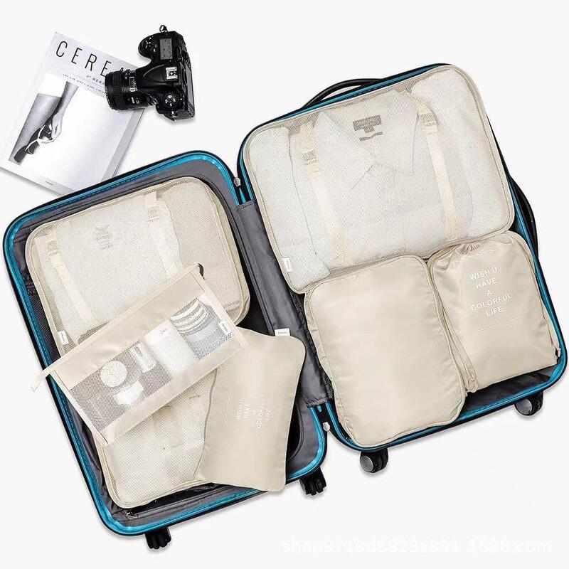 여행용 보관 가방 세트, 정리함 휴대용 수하물 포장 큐브, 방수 워시 백, 여성용 의류 보관 가방, 7 개