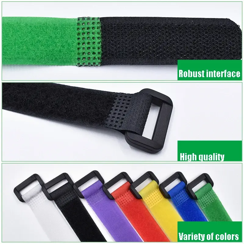 10pcs/lot Nylon Reverse Buckle Hook Loop Strap Cable Tie Self-Adhesive Fastener Tape Wire Organizer Cable Ties Wire Buckle