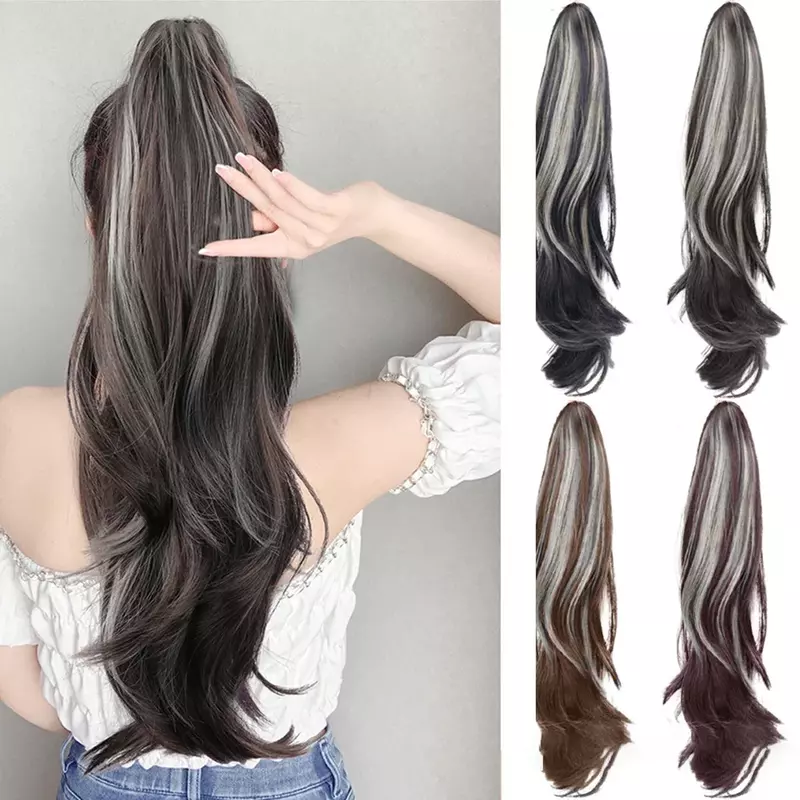 35-50cm Long Curly Wig Natural Women Hair Wig Claw Clip Ponytail Synthetic Hair Extensions Fashion Wig Hairpiece with Clip