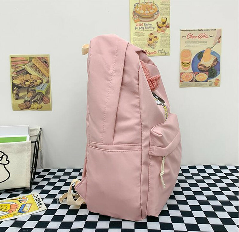 Moda alça de ombro saco de escola estudante saco de escola das crianças doce e bonito leve cor sólida mochila casual