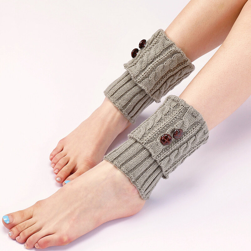 Scaldamuscoli da donna in tinta unita autunno inverno ragazze calze termiche al ginocchio calze da gamba calde senza piede lavorate a maglia