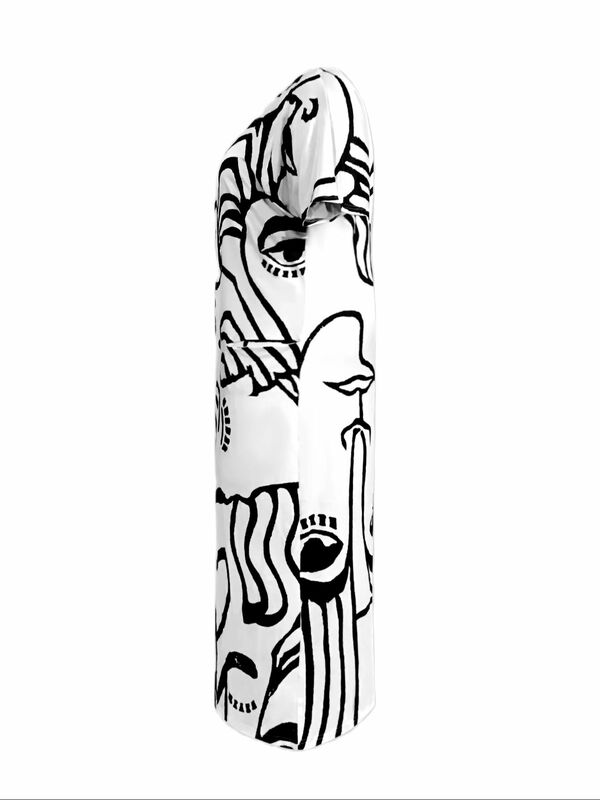LW-vestidos de talla grande con estampado de figuras abstractas para mujer, vestido holgado informal de manga corta con abertura y diseño de bolsillo, Verano