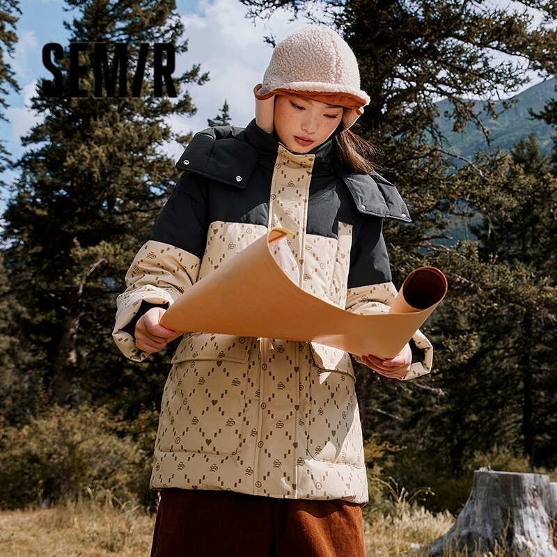 Пуховик Semir женский средней длины, со съемным капюшоном, зима 2023, новинка, непромокаемая свободная теплая Рабочая куртка